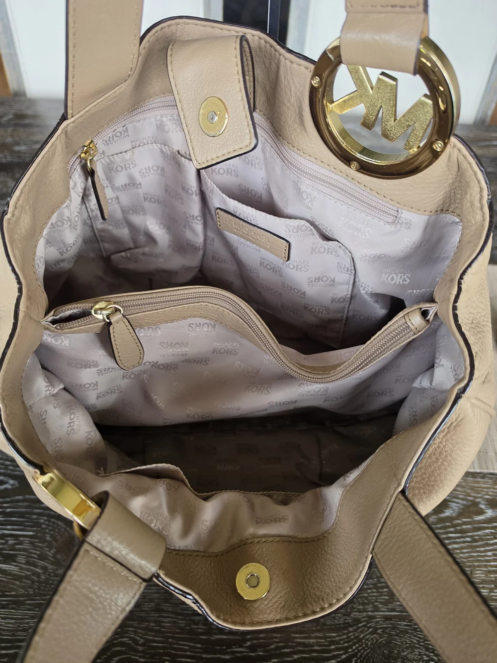 Michael Kors Tan Pebble Leather Hobo Handbag